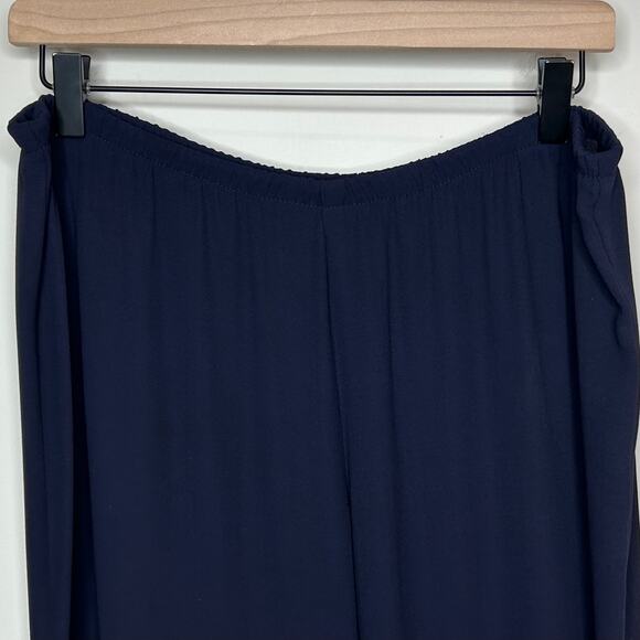 Eileen Fisher 100% Silk Navy Blue Flowy Pants Size S Minimalist - Picture 2 of 10